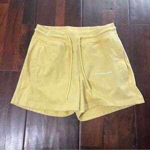 Alphalete Women's Yellow Cotton Blend Core Shorts Sz S Casual Athleisure Running